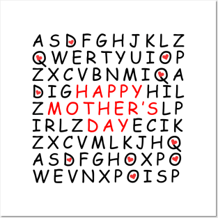 Funny Happy Mother Day Word Shirt For Men Women Posters and Art